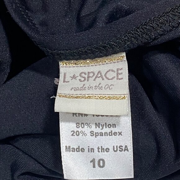 L SPACE LILA PLUNGE STRAPPY BACK HALTER ONE PIECE SWIMSUIT BLACK SIZE 10 - Picture 6 of 6